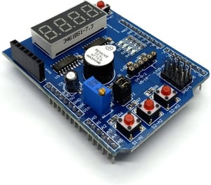 DollaTek Multifunkciós bővítőkártya shield Arduino UNO R3-hoz L49, kék kártya kijelzővel és csatlakozókkal