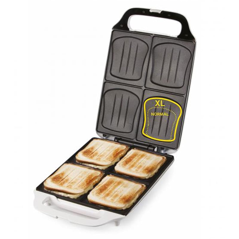 DOMO DO9064C Croque Family XXL Szendvicssütő 4 Nagy Szendvicshez, 1800 W, Tapadásmentes Bevonat, Fehér