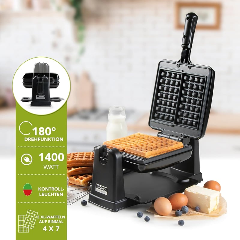 DOMO DO9224W Dupla Gofrisütő Belga Gofrihoz 1400W Tapadásmentes
