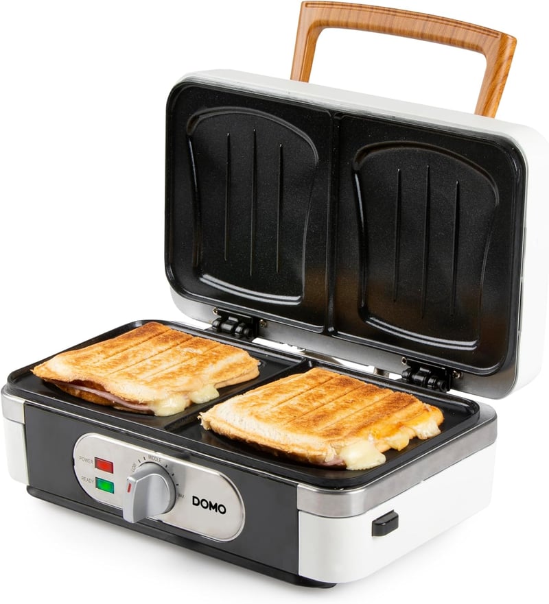 DOMO DO9277C 3az1-ben Szendvics Maker Gofrisütő Kontakt Grill 1100W Fehér
