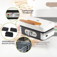 DOMO DO9277C 3az1-ben Szendvics Maker Gofrisütő Kontakt Grill 1100W Fehér 4