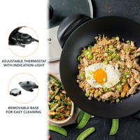 Elektrický wok DOMO – 5 litrov, so sklenenou pokrievkou, nepriľnavým povrchom, 2200 W 3