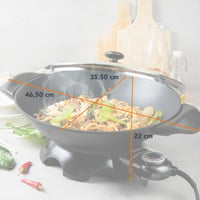 Elektrický wok DOMO – 5 litrov, so sklenenou pokrievkou, nepriľnavým povrchom, 2200 W 5