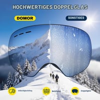 DOMOR Lyžiarske okuliare pre mužov, ženy a mládež, s ochranou proti zahmlievaniu a UV žiareniu, antireflexné okuliare na snowboarding, lyžovanie, cyklistiku a motocyklovanie 2