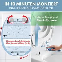 WC doska DomuSPA s detskou vložkou, pomalým sklápaním a funkciou Quick-Release, antibakteriálna detská WC redukcia, jednoduché čistenie 3