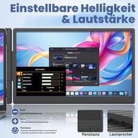 Monitor portabil DomyFan de 14 inchi pentru laptop, ecran dual FHD 1080P IPS pentru laptopuri de 13-17 inchi, Plug and Play, HDMI/USB-A/Type-C, compatibil cu Windows și Mac 8