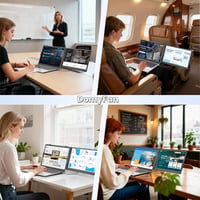 Monitor portabil DomyFan de 14 inchi pentru laptop, ecran dual FHD 1080P IPS pentru laptopuri de 13-17 inchi, Plug and Play, HDMI/USB-A/Type-C, compatibil cu Windows și Mac 7