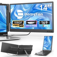 Monitor portabil DomyFan de 14 inchi pentru laptop, ecran dual FHD 1080P IPS pentru laptopuri de 13-17 inchi, Plug and Play, HDMI/USB-A/Type-C, compatibil cu Windows și Mac 1