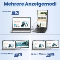 Monitor portabil DomyFan de 14 inchi pentru laptop, ecran dual FHD 1080P IPS pentru laptopuri de 13-17 inchi, Plug and Play, HDMI/USB-A/Type-C, compatibil cu Windows și Mac 4