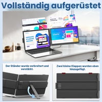 Monitor portabil DomyFan de 14 inchi pentru laptop, ecran dual FHD 1080P IPS pentru laptopuri de 13-17 inchi, Plug and Play, HDMI/USB-A/Type-C, compatibil cu Windows și Mac 3
