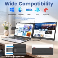 Monitor portabil DomyFan de 14 inchi pentru laptop, ecran dual FHD 1080P IPS pentru laptopuri de 13-17 inchi, Plug and Play, HDMI/USB-A/Type-C, compatibil cu Windows și Mac 5
