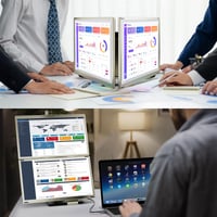 Extensie de ecran portabil pentru laptop Domyfan 15,6 inchi, monitor triplu, FHD 1080P 120% sRGB, Type-C USB HDMI, compatibil cu Mac, Windows, Chrome și Android 9