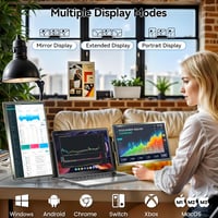 Extensie de ecran portabil pentru laptop Domyfan 15,6 inchi, monitor triplu, FHD 1080P 120% sRGB, Type-C USB HDMI, compatibil cu Mac, Windows, Chrome și Android 3