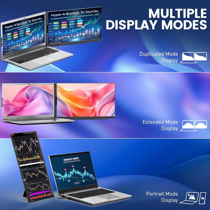 domyfan 15.6" hordozható laptop monitor HDMI/USB-C, 1080p IPS kijelző