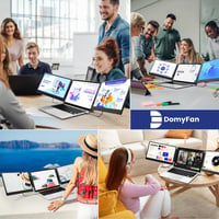 Monitor portabil domyfan S3 de 14 inchi pentru laptop, extensie triplă ecran IPS FHD 1080P, HDMI/USB-A/Type-C, compatibil Windows/Mac/Android/Chrome/Switch/PS5 7