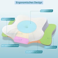 Ergonomický vankúš na krk z pamäťovej peny DONAMA s opierkou na ruky a dvoma výškami, chladivý a priedušný, 6-zónová kontúrovaná opora krku pre všetky polohy spánku 2