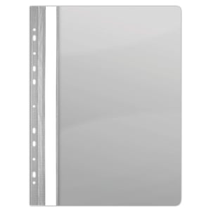 DONAU 1704001PL-13 Dosar cu șină din plastic, perforat, A4, gri, cu copertă frontală transparentă din PVC, pentru birou și școală, cu perforații standard, 10 bucăți