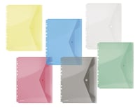 Obálka na dokumenty DONAU so zapínaním A4, zelená – priehľadný zakladač s europerforáciou na školské a kancelárske účely, materiál PP 2
