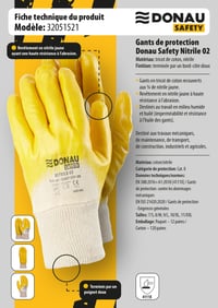 DONAU SAFETY Pletené pracovné rukavice, pánske, veľkosť 11, 12 párov, s nitrilovým povrchom, žlto-biele, montážne rukavice pre mechanikov a stavebníctvo 4