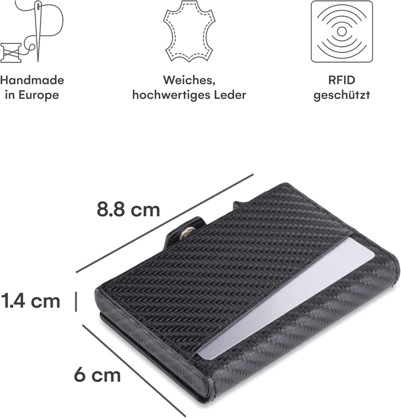DONBOLSO RFID Valuta Slim Bőr Férfi Pénztárca 10 Kártyahellyel Fekete