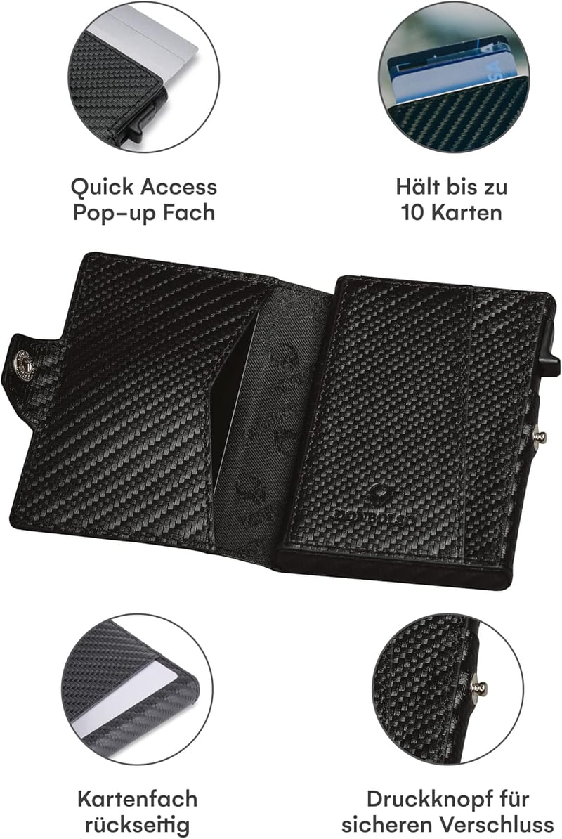 DONBOLSO RFID Valuta Slim Bőr Férfi Pénztárca 10 Kártyahellyel Fekete