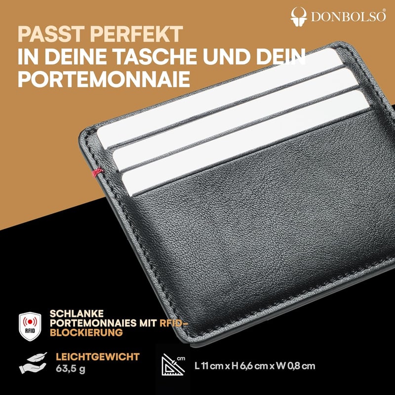 DONBOLSO Valódi Bőr Férfi Pénztárca - Vékony Minimalista Kártyatartó Elegáns Funkcionalitással és Tartóssággal