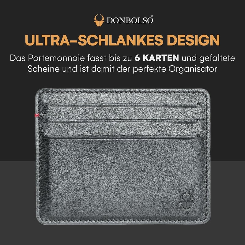 DONBOLSO Valódi Bőr Férfi Pénztárca - Vékony Minimalista Kártyatartó Elegáns Funkcionalitással és Tartóssággal