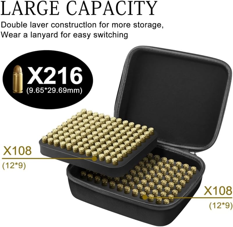 DONGKER 216 lövés 9mm lőszer tárolódoboz taktikai szervezővel