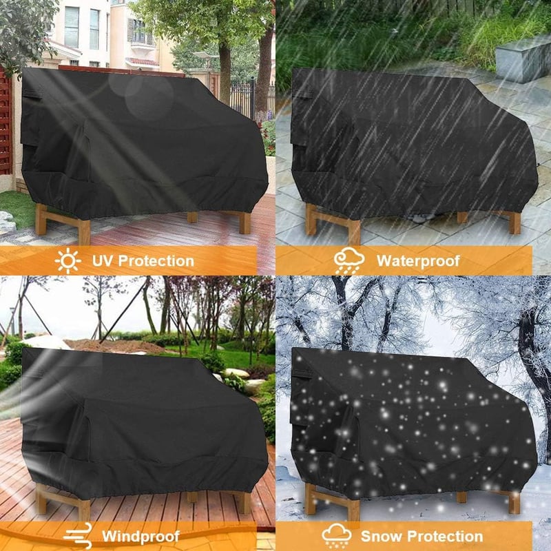 Donken 2 személyes kerti pad védőhuzat UV-álló Oxford fekete 147x83x79cm