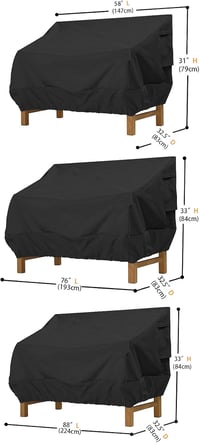 Donken 2 személyes kerti pad védőhuzat UV-álló Oxford fekete 147x83x79cm 2