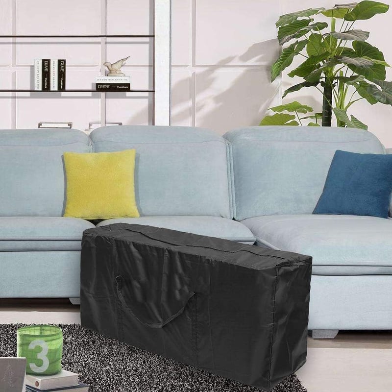 Donken Kerti Párnatároló Táska 173x76x51 cm - Vízálló Oxford Anyagú Védőhuzat Kerti Bútor Párnákhoz, Karácsonyfához, Hordozófüllel, Fekete