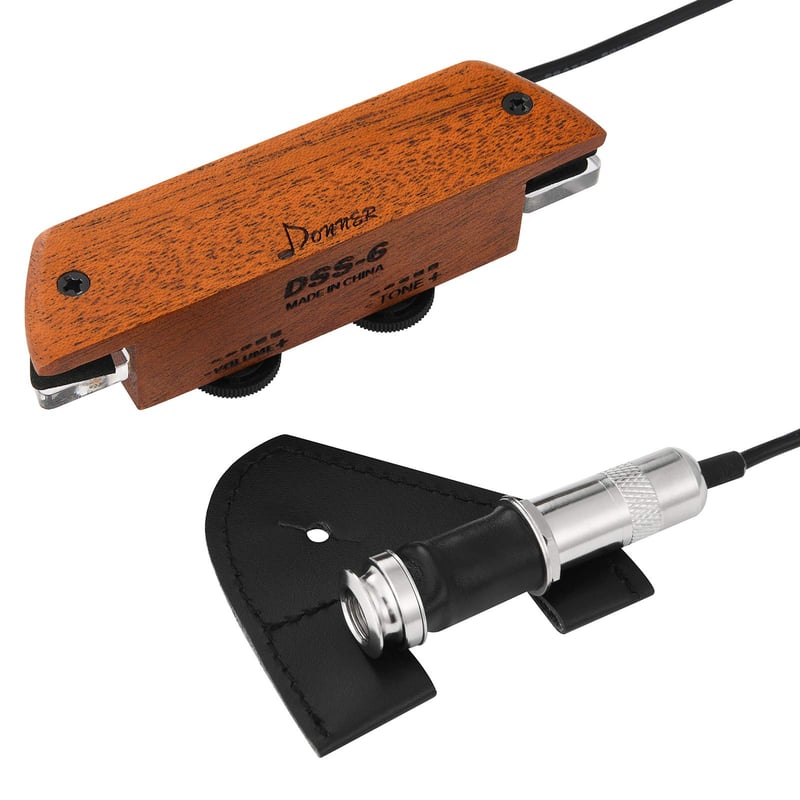 Doză pentru chitară acustică Donner, humbucker pasiv din mahon pentru gaură de rezonanță cu control de volum și ton, pentru diametre de 3,8" - 3,94"