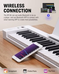 Donner DP-06 Összecsukható Digitális Zongora, 61 Billentyűs Félsúlyozott Bluetooth Elektromos Zongora Kezdőknek, Hordozható Szintetizátor Tá 3