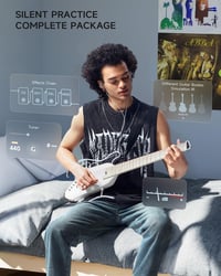Donner HUSH I PRO Elektroakusztikus Utazó Gitár Mahagóni Testtel, Többféle Effekt Móddal, Fejhallgatóval és Tartozékokkal - Metallic Fehér 5