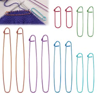 DONOONIS 12 buc. Suport pentru ochiuri de tricotat, 6 dimensiuni, andrele de aluminiu și croșetă din aliaj de zinc, markere pentru ochiuri, accesorii de tricotat pentru quilting și proiecte de tricotat 1