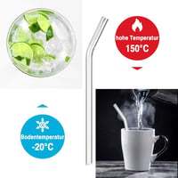 DONQL 10 db üveg ivószál szett 2 tisztítókefével, 20 cm, görbült, újrahasználható 3