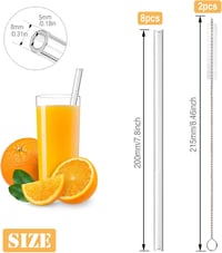 DONQL 10 db üveg ivószál szett 2 tisztítókefével 20 cm - Unit size, Straight 2