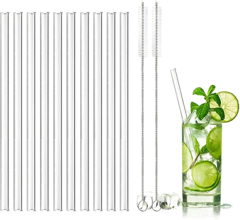 DONQL 10 db üveg ivószál szett 2 tisztítókefével 20 cm - Unit size, Straight