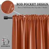 DONREN Teraszajtó Függöny Csúszó Üvegajtóhoz, 2 db, 132x274 cm, Égett Narancs 5