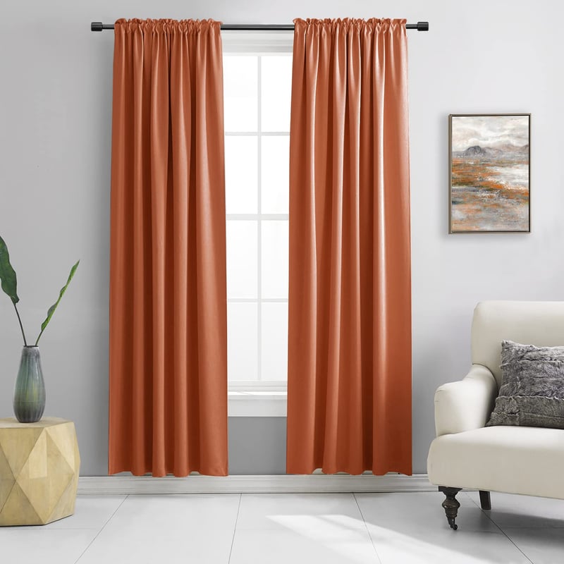 DONREN Teraszajtó Függöny Csúszó Üvegajtóhoz, 2 db, 132x274 cm, Égett Narancs