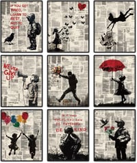 DOODLREAM 9 darabos Banksy vászon fali kép szett 20x25cm motivációs idézetek 1