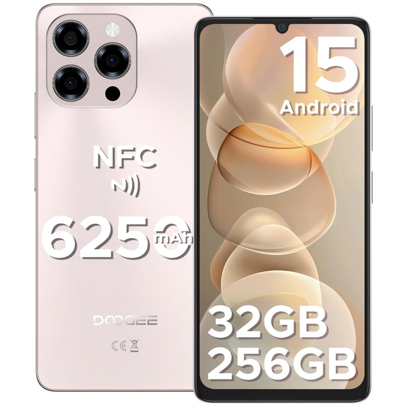 Inteligentný telefón DOOGEE Note 59 5G, Android 16, 32GB+128GB/2TB, 6250mAh, 6,75" HD+ 120Hz, osemjadrový procesor T8200, 16MP+8MP, Dual SIM, NFC, OTG, Face ID