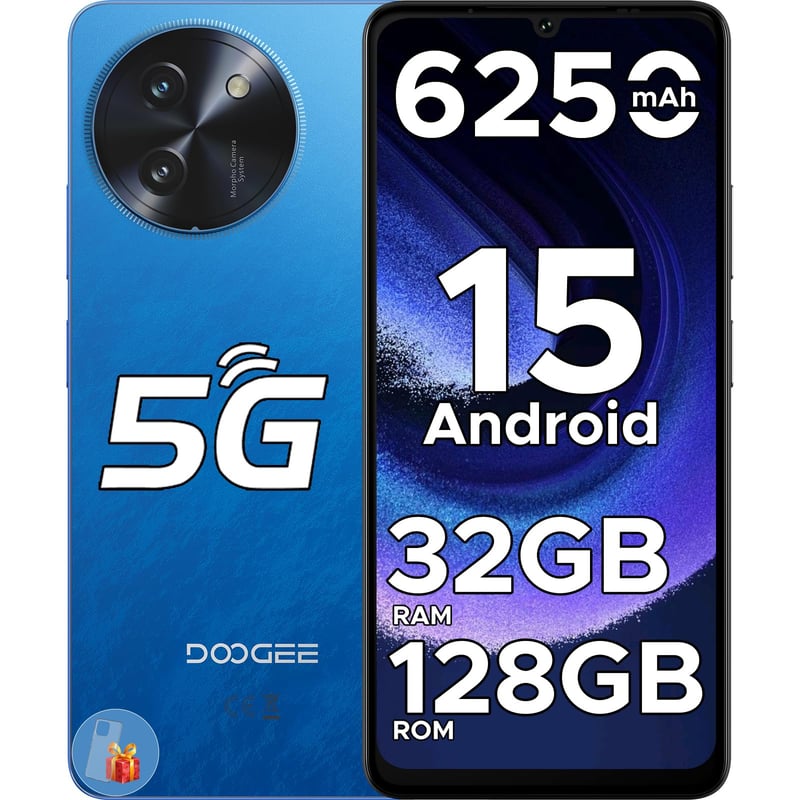 DOOGEE Note 59 5G pametni telefon, Android 16, 32GB+128GB/2TB, 6250mAh, 6,75 inčni HD+ 120Hz, T8200 Octa Core, 16MP+8MP, Dual SIM, NFC, OTG, Fac