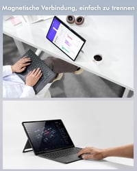 Doohoeek Billentyűzetes Tok Samsung Galaxy Tab S10/S9/S8 Ultra 14,6" Tablethez - QWERTZ Német Kiosztás, Háttérvilágítás, Trackpad, Fekete 8