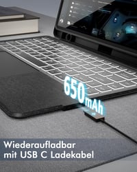 Doohoeek Billentyűzetes Tok Samsung Galaxy Tab S10/S9/S8 Ultra 14,6" Tablethez - QWERTZ Német Kiosztás, Háttérvilágítás, Trackpad, Fekete 5