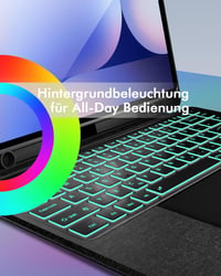 Doohoeek Billentyűzetes Tok Samsung Galaxy Tab S10/S9/S8 Ultra 14,6" Tablethez - QWERTZ Német Kiosztás, Háttérvilágítás, Trackpad, Fekete 4