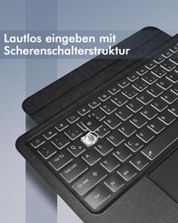 Doohoeek Billentyűzetes Tok Samsung Galaxy Tab S10/S9/S8 Ultra 14,6" Tablethez - QWERTZ Német Kiosztás, Háttérvilágítás, Trackpad, Fekete 3