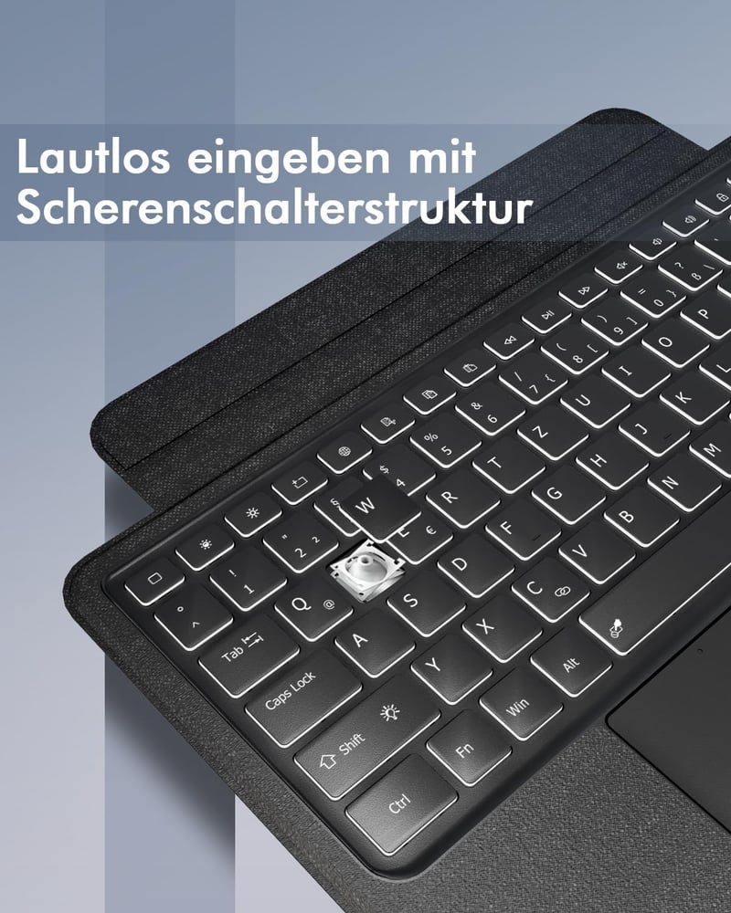 Doohoeek Billentyűzetes Tok Samsung Galaxy Tab S10/S9/S8 Ultra 14,6" Tablethez - QWERTZ Német Kiosztás, Háttérvilágítás, Trackpad, Fekete