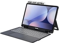 Doohoeek Billentyűzetes Tok Samsung Galaxy Tab S10/S9/S8 Ultra 14,6" Tablethez - QWERTZ Német Kiosztás, Háttérvilágítás, Trackpad, Fekete 1