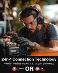 Doohoeek Bluetooth 5.4 Hallásvédő Fejhallgató 1200mAh Akkuval, 120 Óra Üzemidő, 30dB Zajcsökkentés, Fűnyíráshoz és Famunkához, Fekete 5